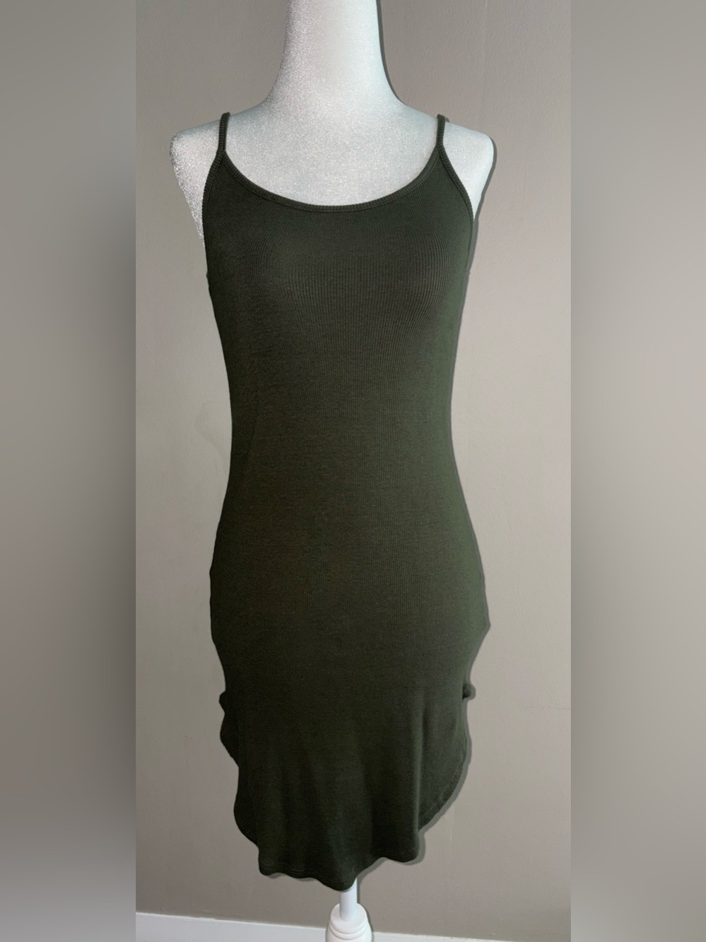 Heart & Hips - Olive Ribbed Tank Dress